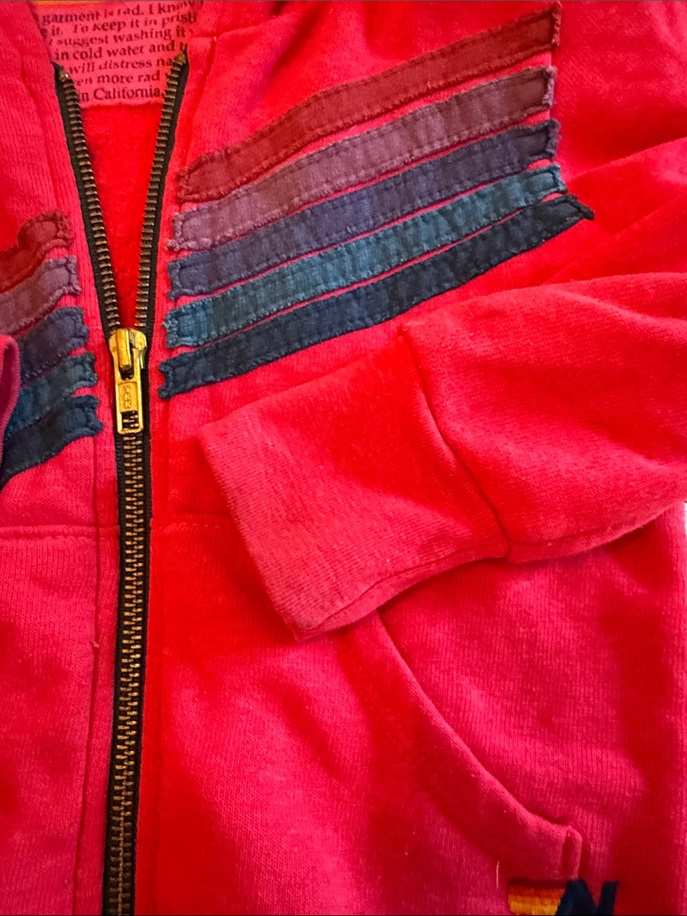 Aviator Nation Kids Hot Pink Hooded Zip Sweatshirt with Signature Stripes size 2 - Picture 5 of 7